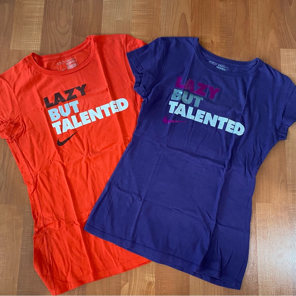Nike Lazy But Talented Tees - Red and Purple